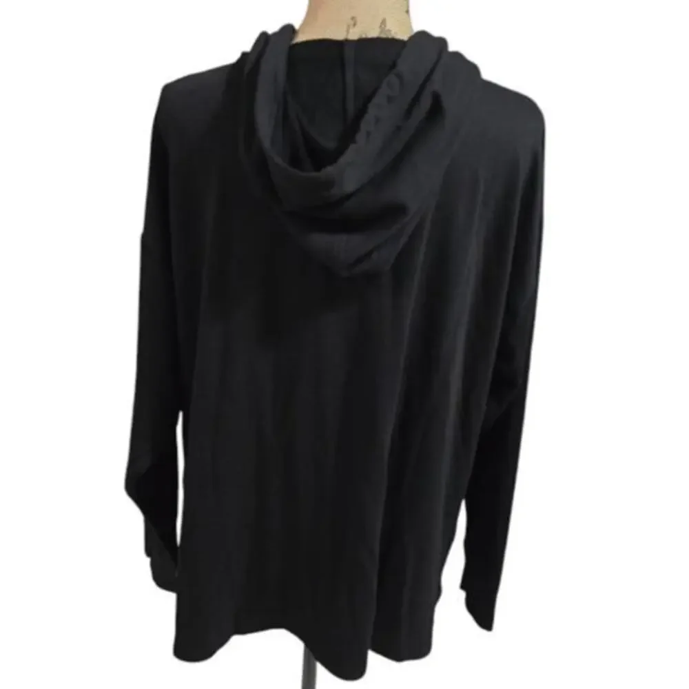 Michael Kors‎ Metallic Gold Logo Black Super Soft Hoodie Top Plus Size New